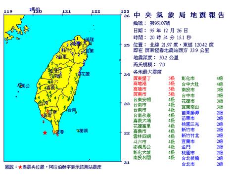 民國95年12月26日恆春地震第二起地震之正式報告